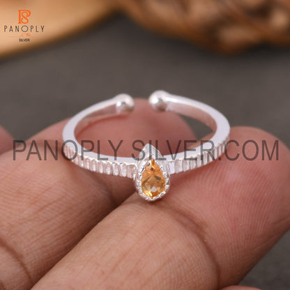 Citrine 925 Sterling Silver Openable Band Silver Rings