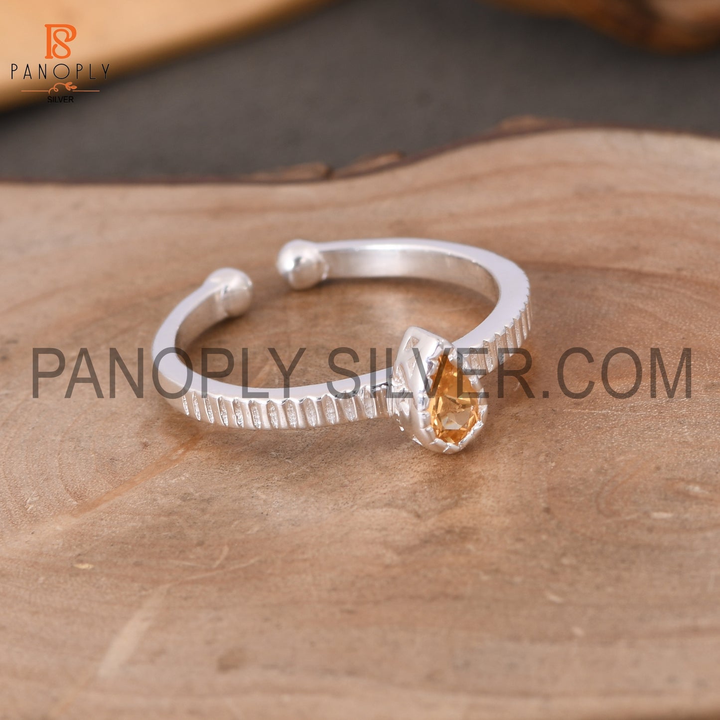 Citrine 925 Sterling Silver Openable Band Silver Rings