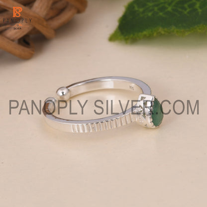 Emerald 925 Quality Filigree Band Green Stone Silver Rings