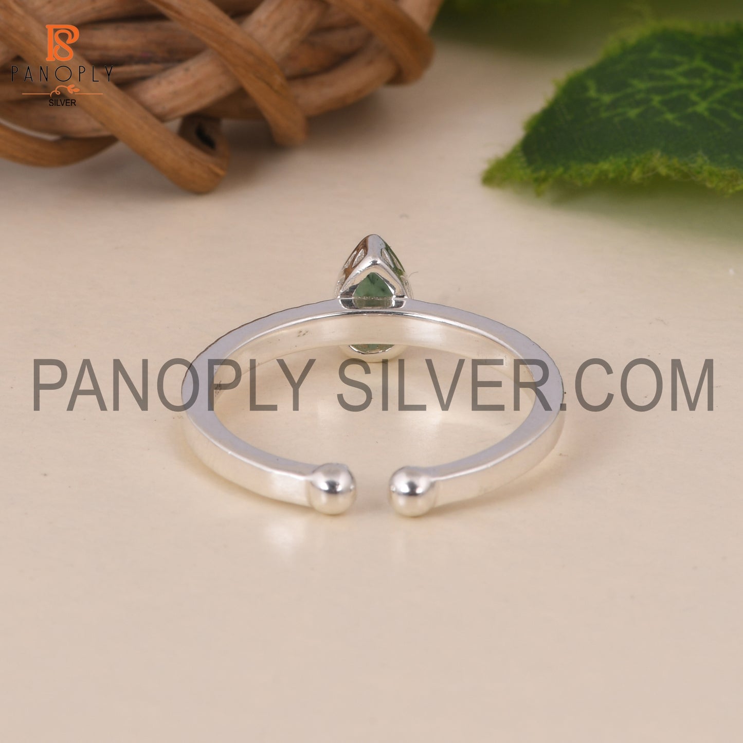 Emerald 925 Quality Filigree Band Green Stone Silver Rings