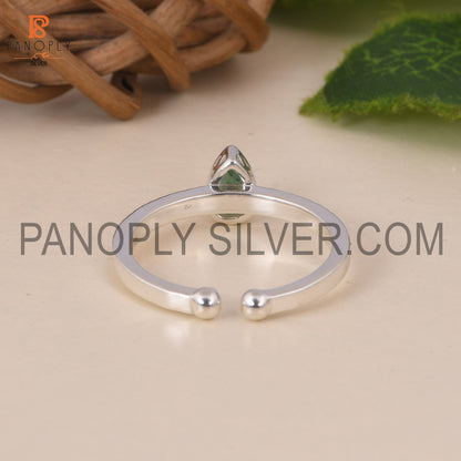Emerald 925 Quality Filigree Band Green Stone Silver Rings