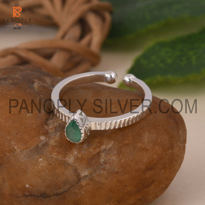 Emerald 925 Quality Filigree Band Green Stone Silver Rings
