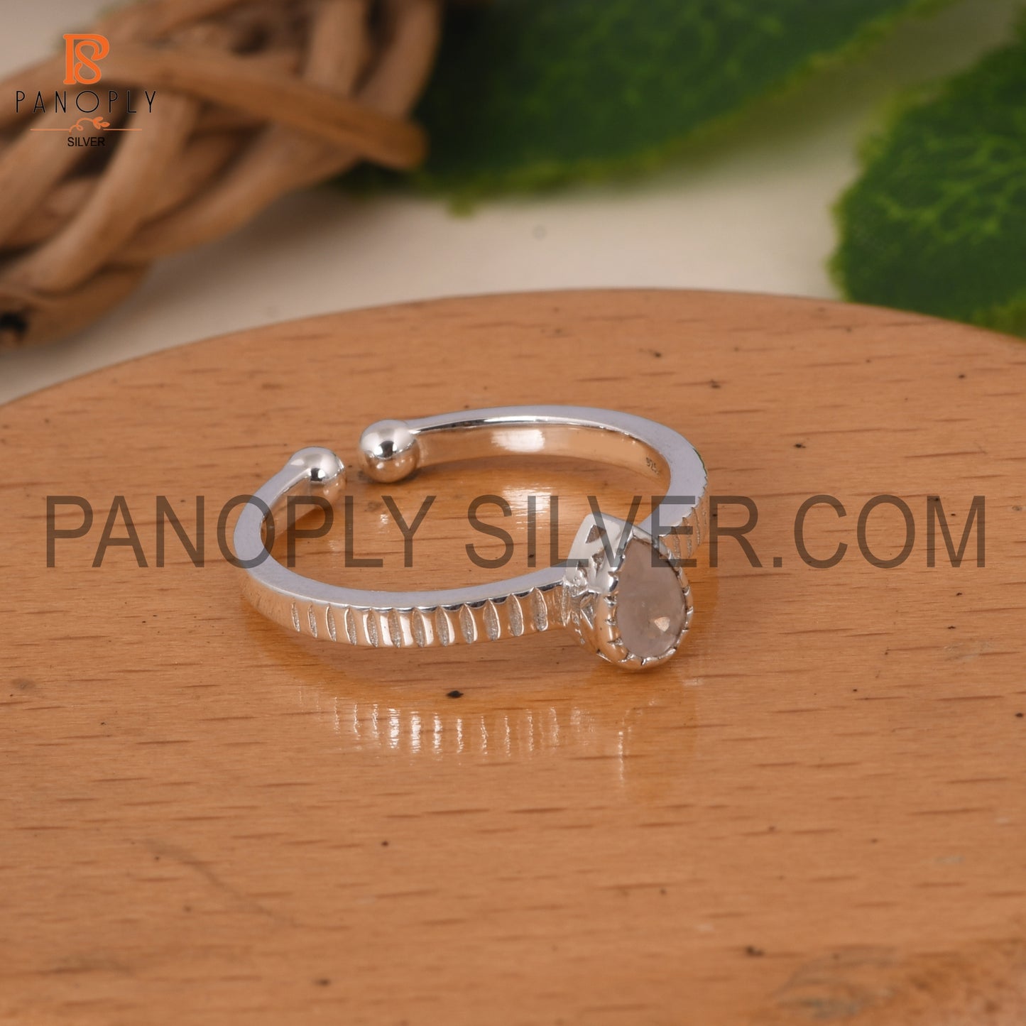 Rose Quartz 925 Quality Openable Pink Stone Silver Rings