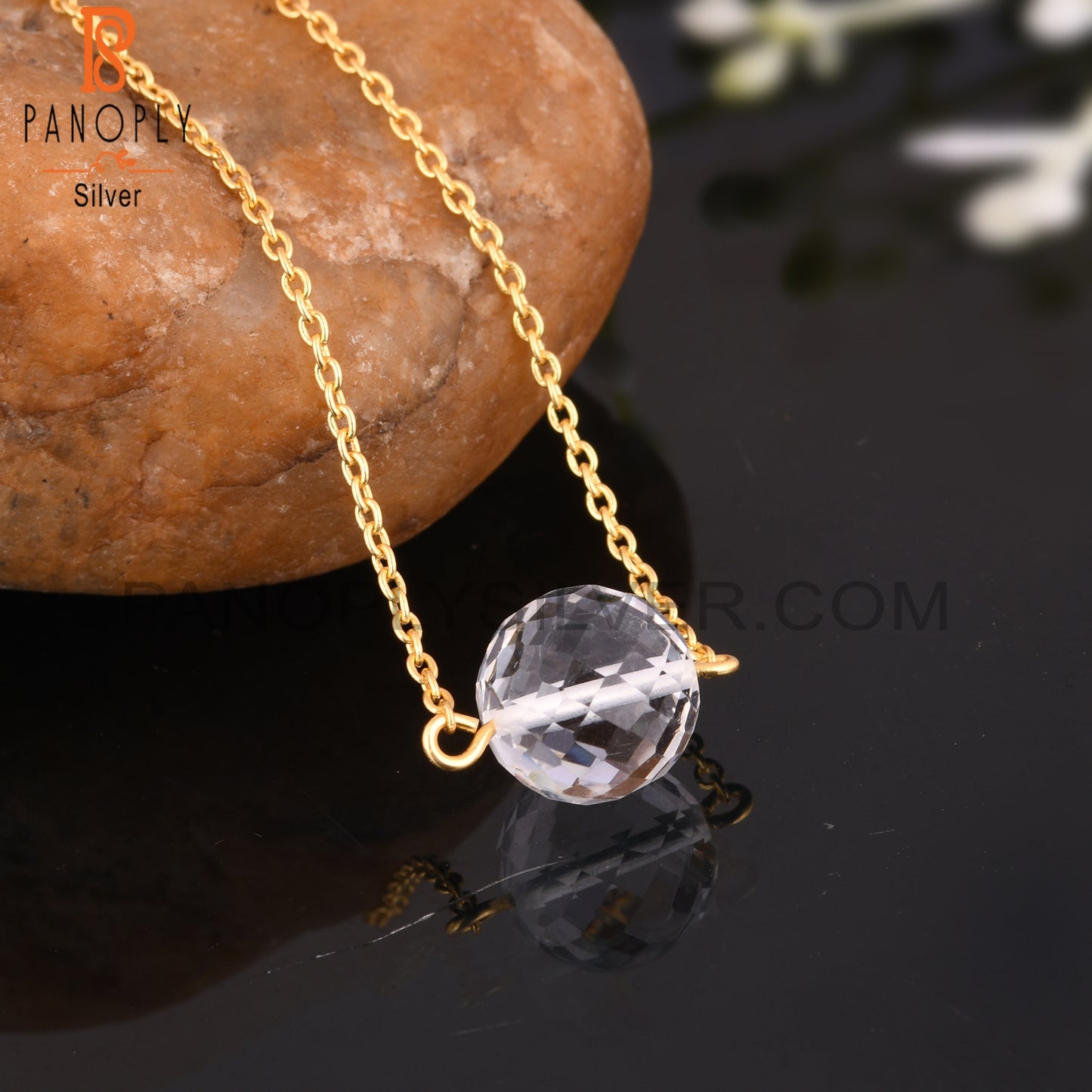 Crystal Quartz Gemstone 925 Silver Chain Bracelet