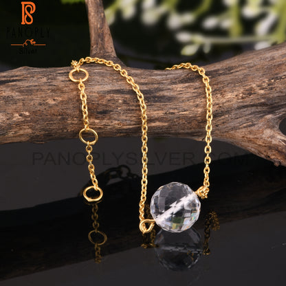Crystal Quartz Gemstone 925 Silver Chain Bracelet