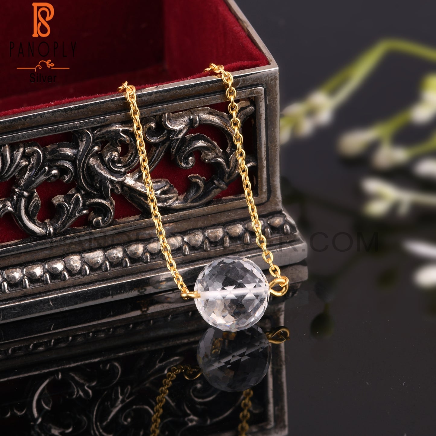 Crystal Quartz Gemstone 925 Silver Chain Bracelet