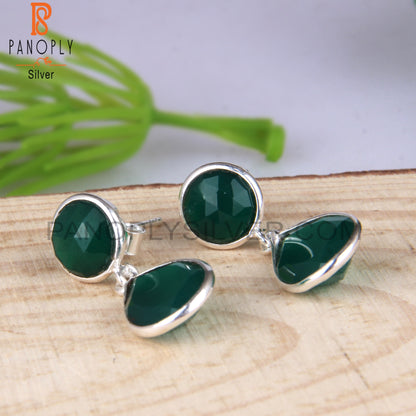 Green Onyx Gemstone 925 Silver Drop Dangle Earrings