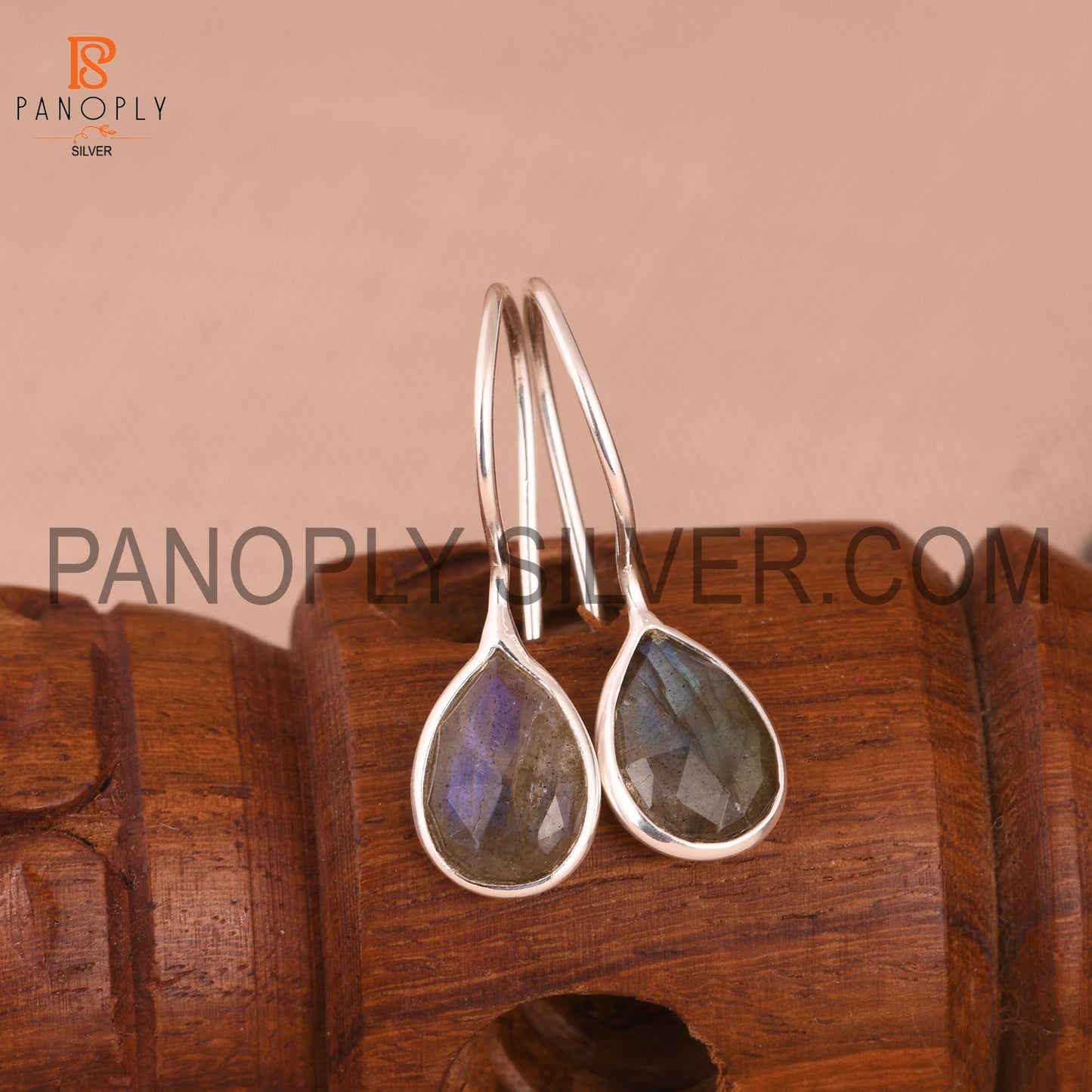 Labradorite Fish Hook Silver 925 Quality Earrings