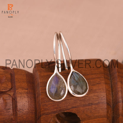Labradorite Fish Hook Silver 925 Quality Earrings