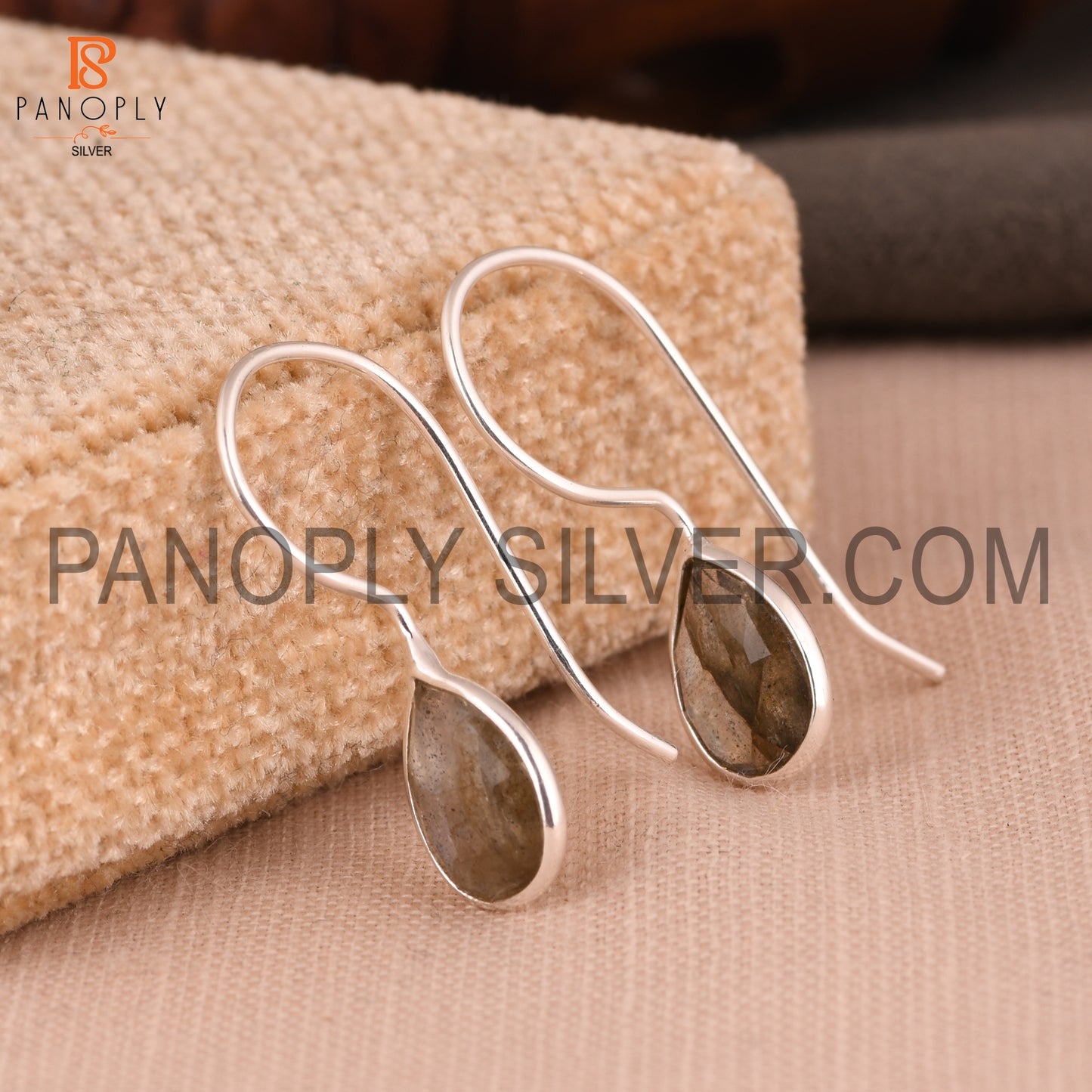Labradorite Fish Hook Silver 925 Quality Earrings
