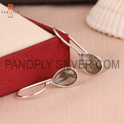 Labradorite Fish Hook Silver 925 Quality Earrings