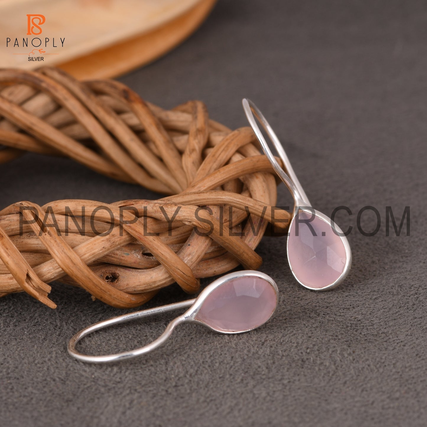 Rose Chalcedony Briolette Cut Pink Stone Earrings