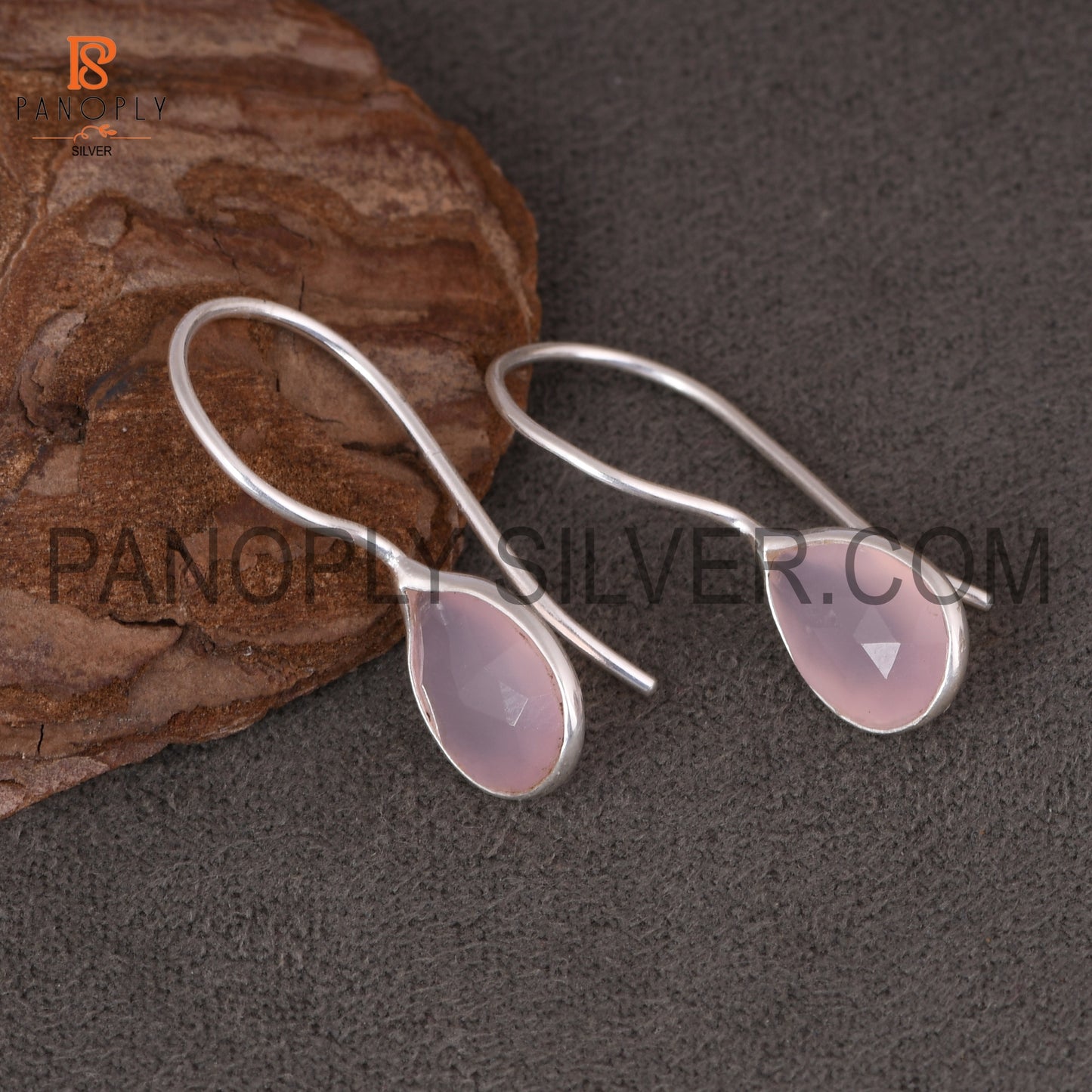 Rose Chalcedony Briolette Cut Pink Stone Earrings
