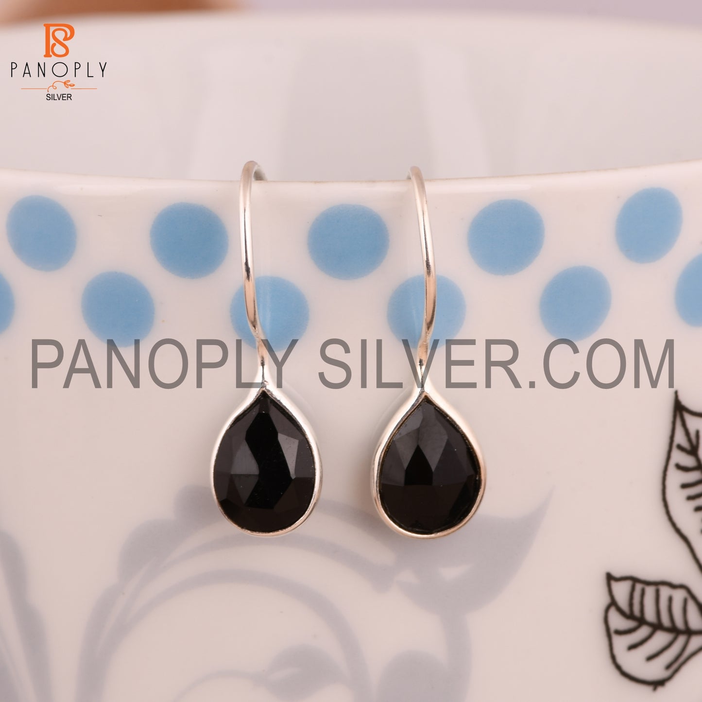 Black Onyx Gemstone Fine 925 Silver Black Earrings