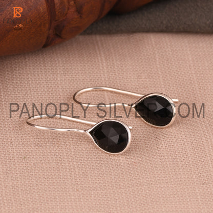 Black Onyx Gemstone Fine 925 Silver Black Earrings
