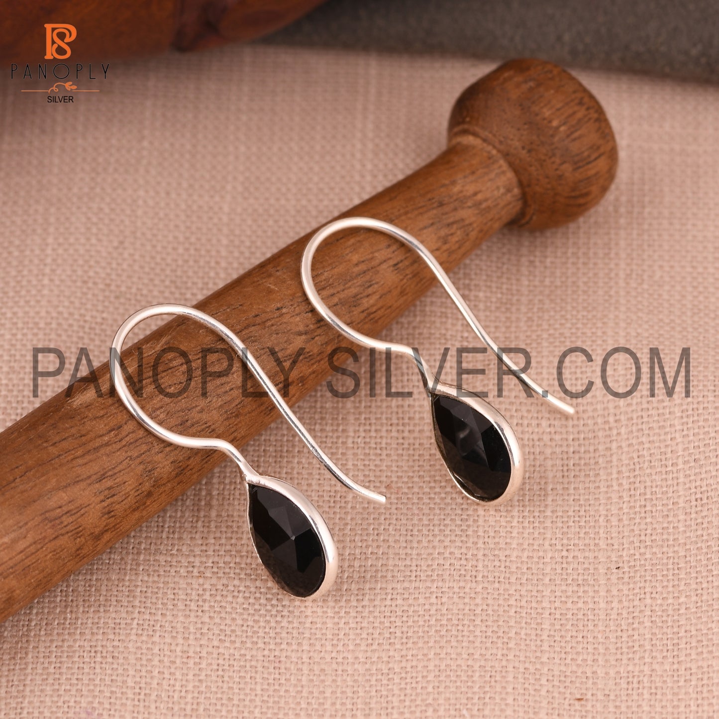 Black Onyx Gemstone Fine 925 Silver Black Earrings