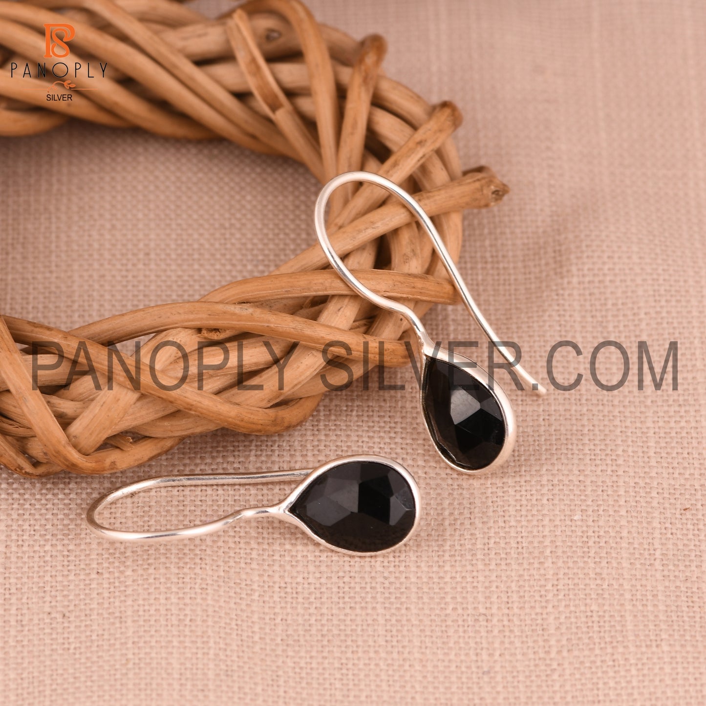Black Onyx Gemstone Fine 925 Silver Black Earrings