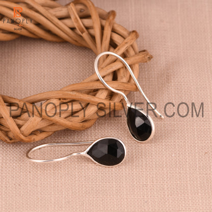 Black Onyx Gemstone Fine 925 Silver Black Earrings