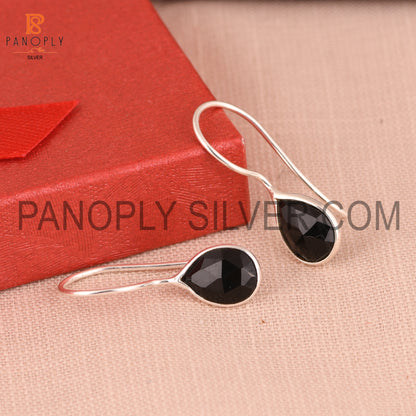 Black Onyx Gemstone Fine 925 Silver Black Earrings
