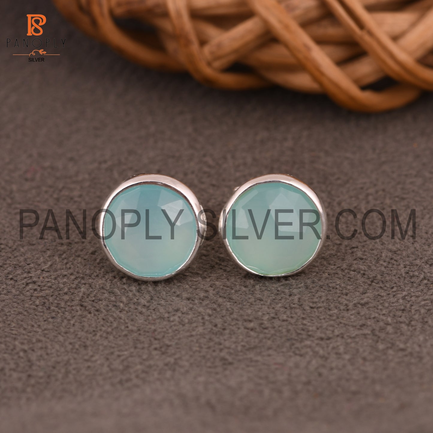 Aqua Chalcedony 925 Silver Comfortable Cute Earrings