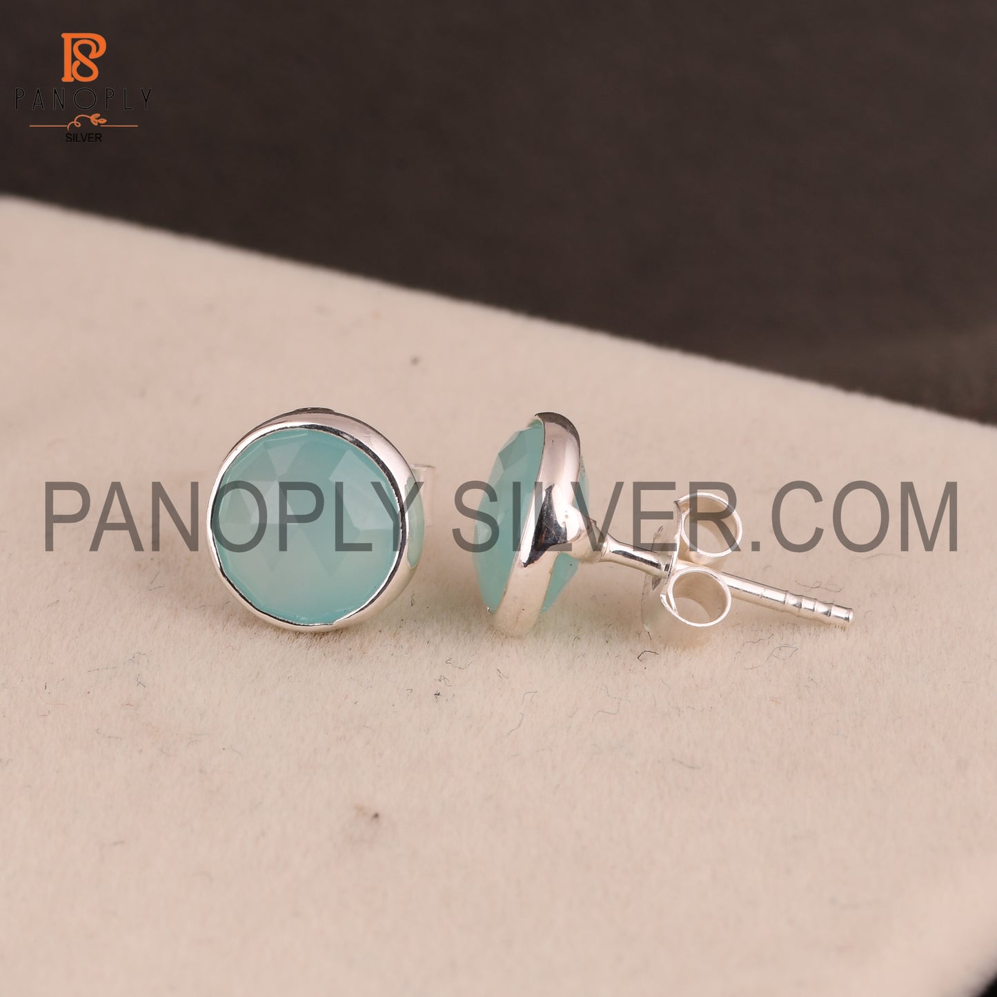 Aqua Chalcedony 925 Silver Comfortable Cute Earrings