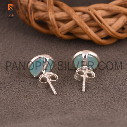 Aqua Chalcedony 925 Silver Comfortable Cute Earrings