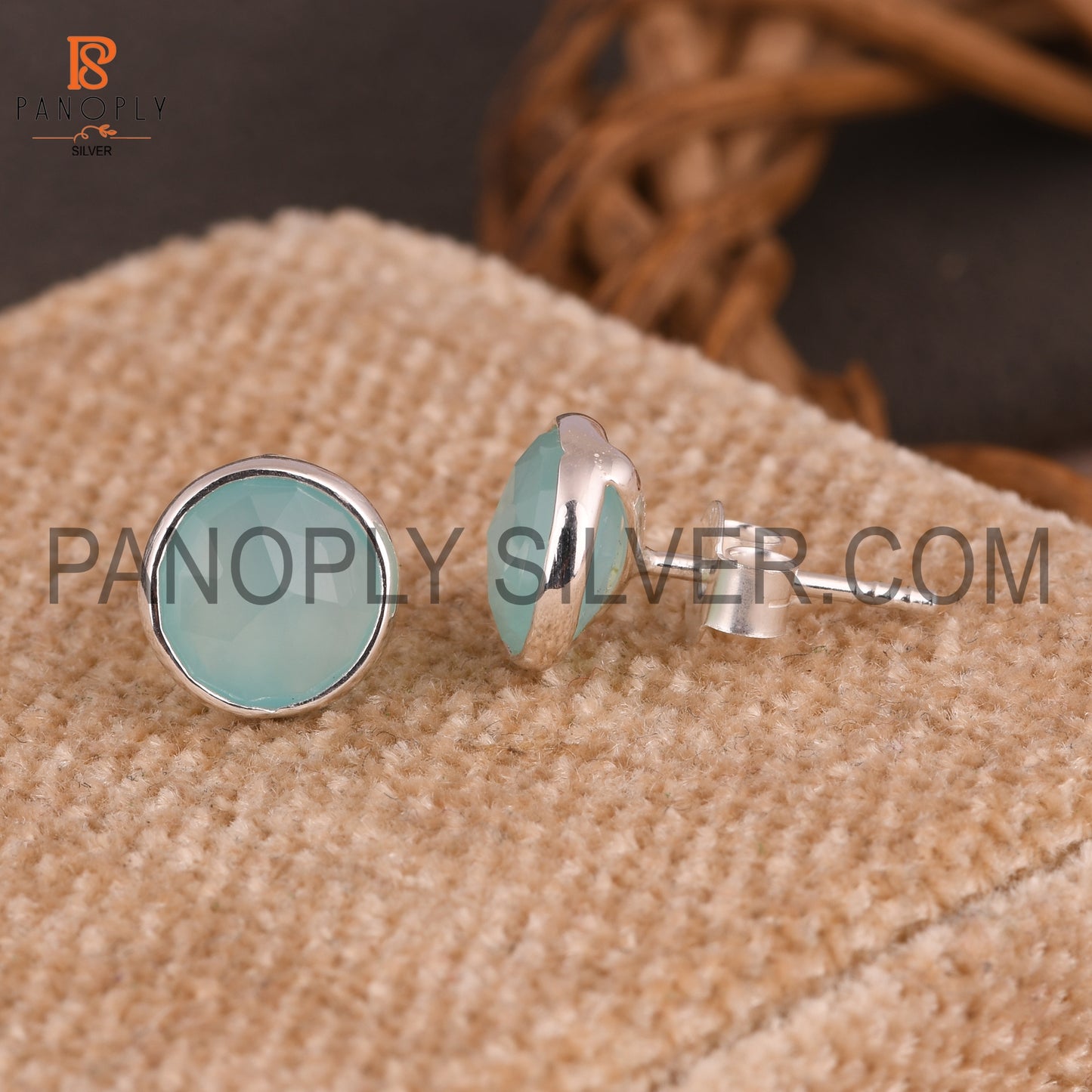 Aqua Chalcedony 925 Silver Comfortable Cute Earrings