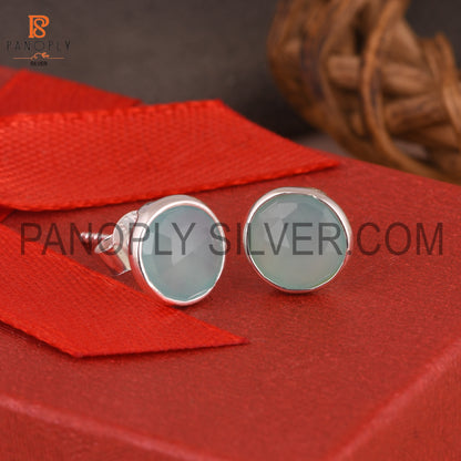 Aqua Chalcedony 925 Silver Comfortable Cute Earrings