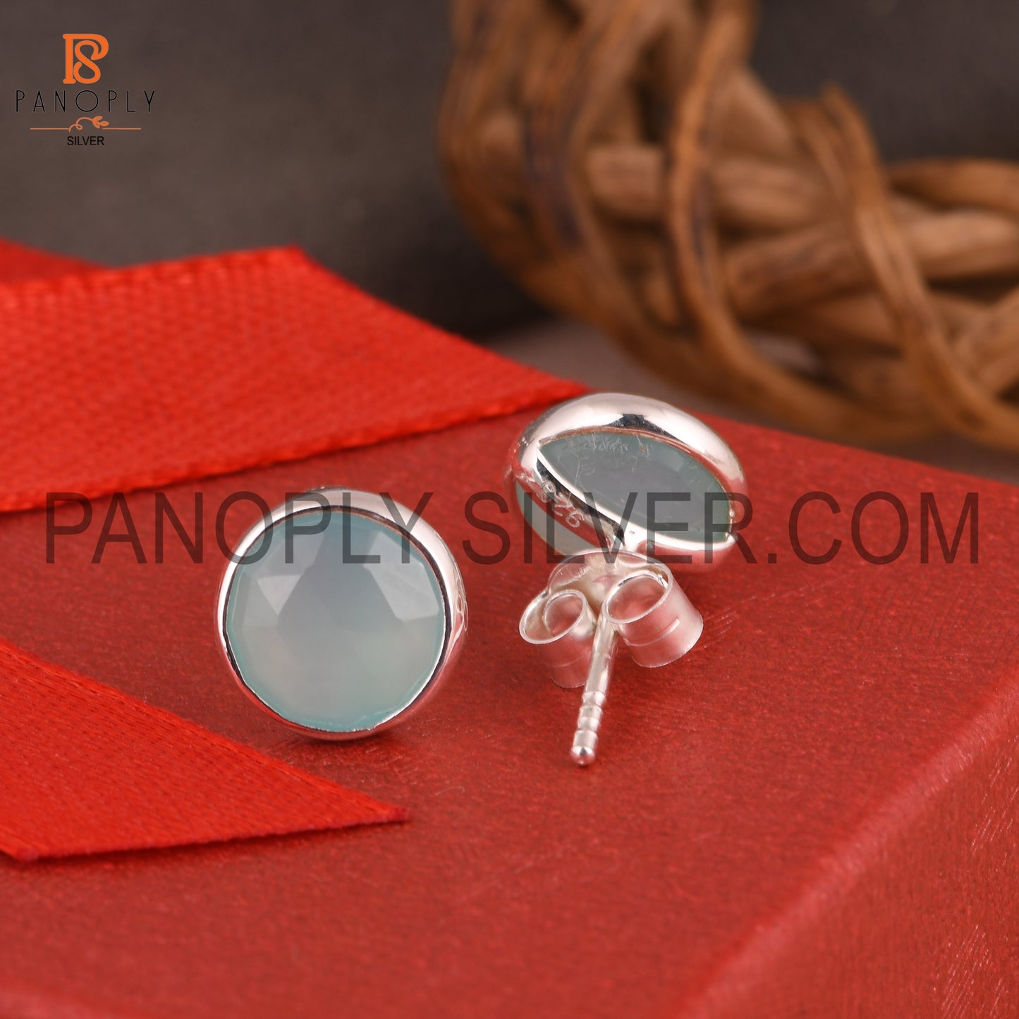 Aqua Chalcedony 925 Silver Comfortable Cute Earrings