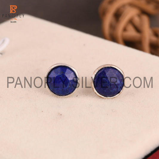 Lapis Lazuli Gem 925 Silver Girls Stud Earrings