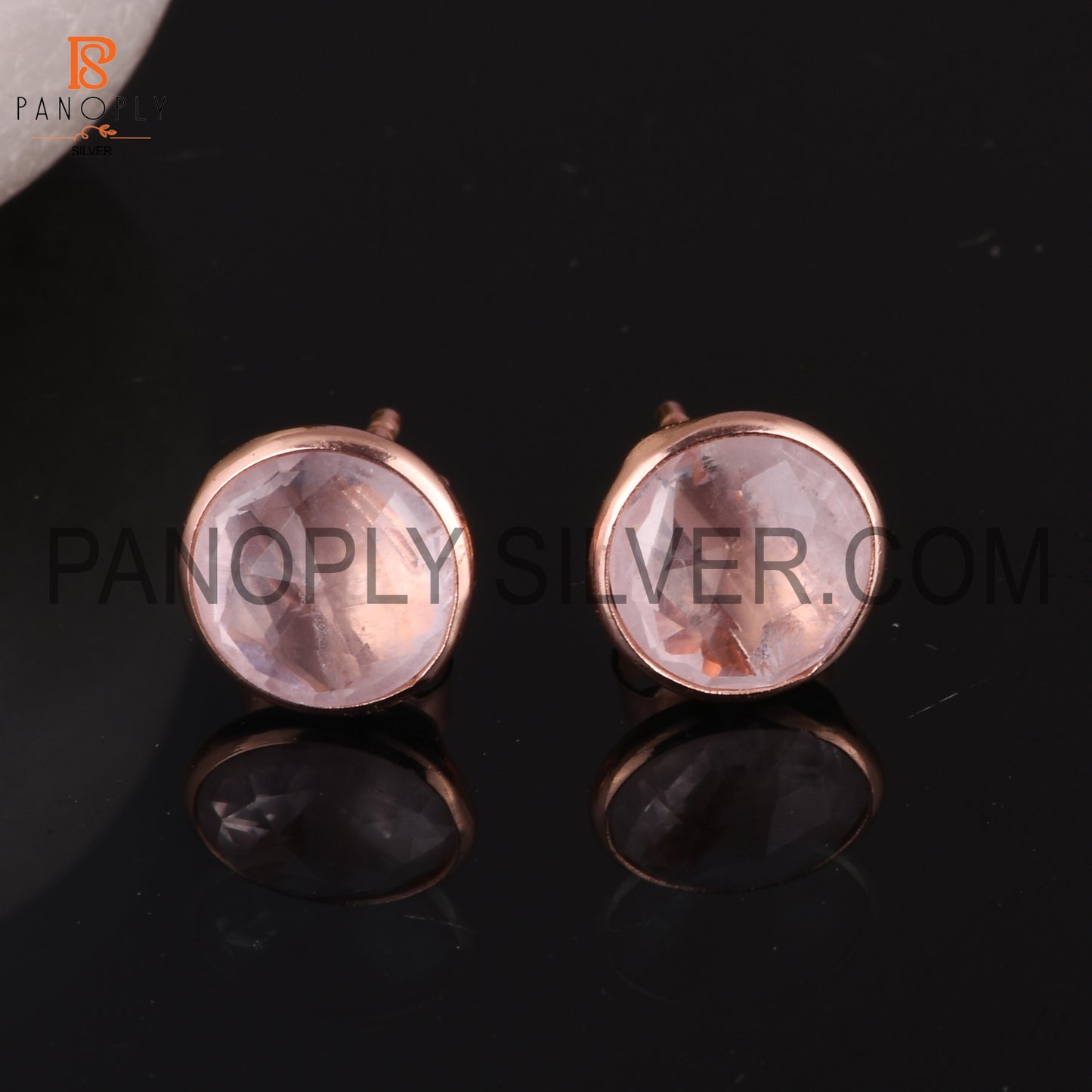 Rose Quartz 925 Pink Gem Stone Stud Earrings