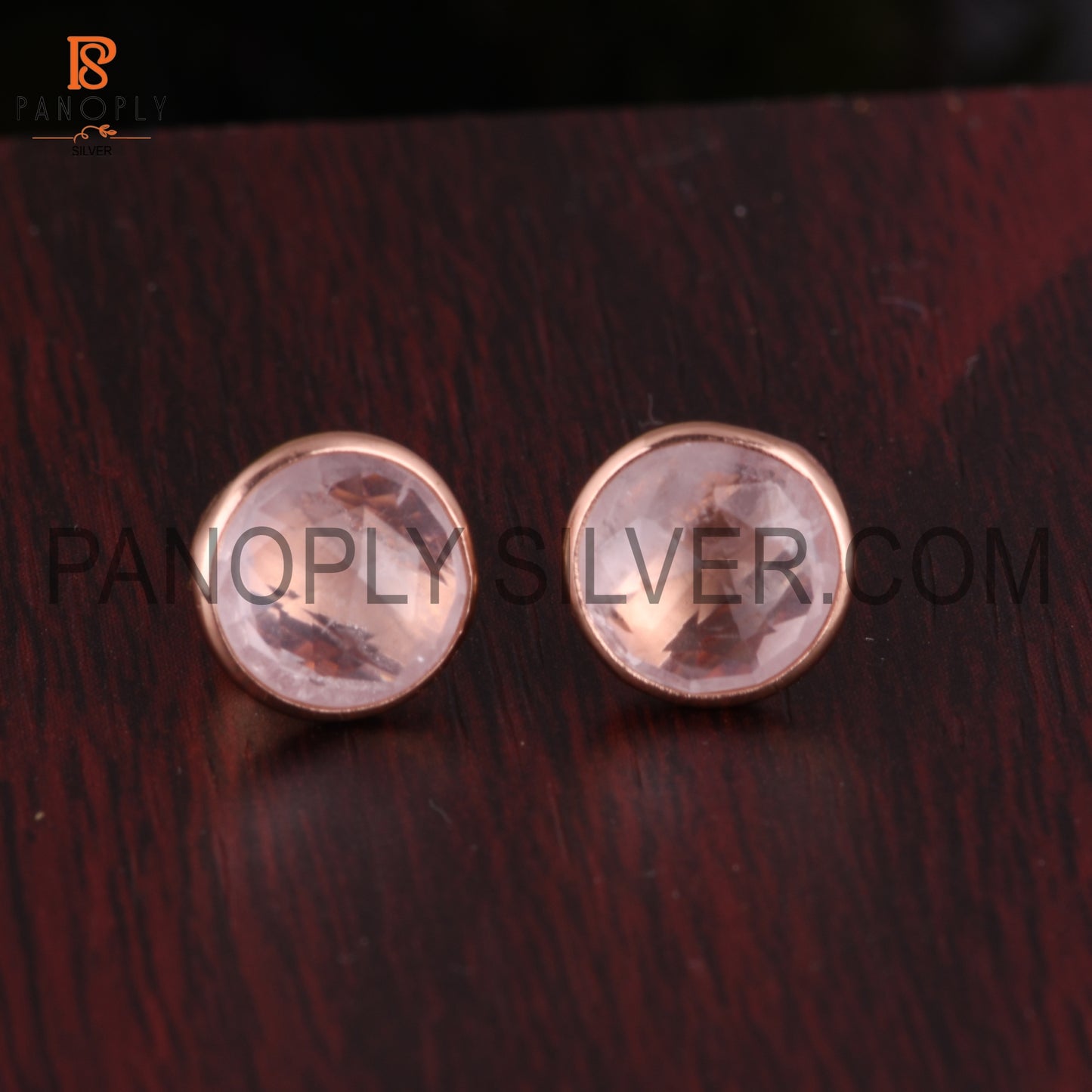 Rose Quartz 925 Pink Gem Stone Stud Earrings