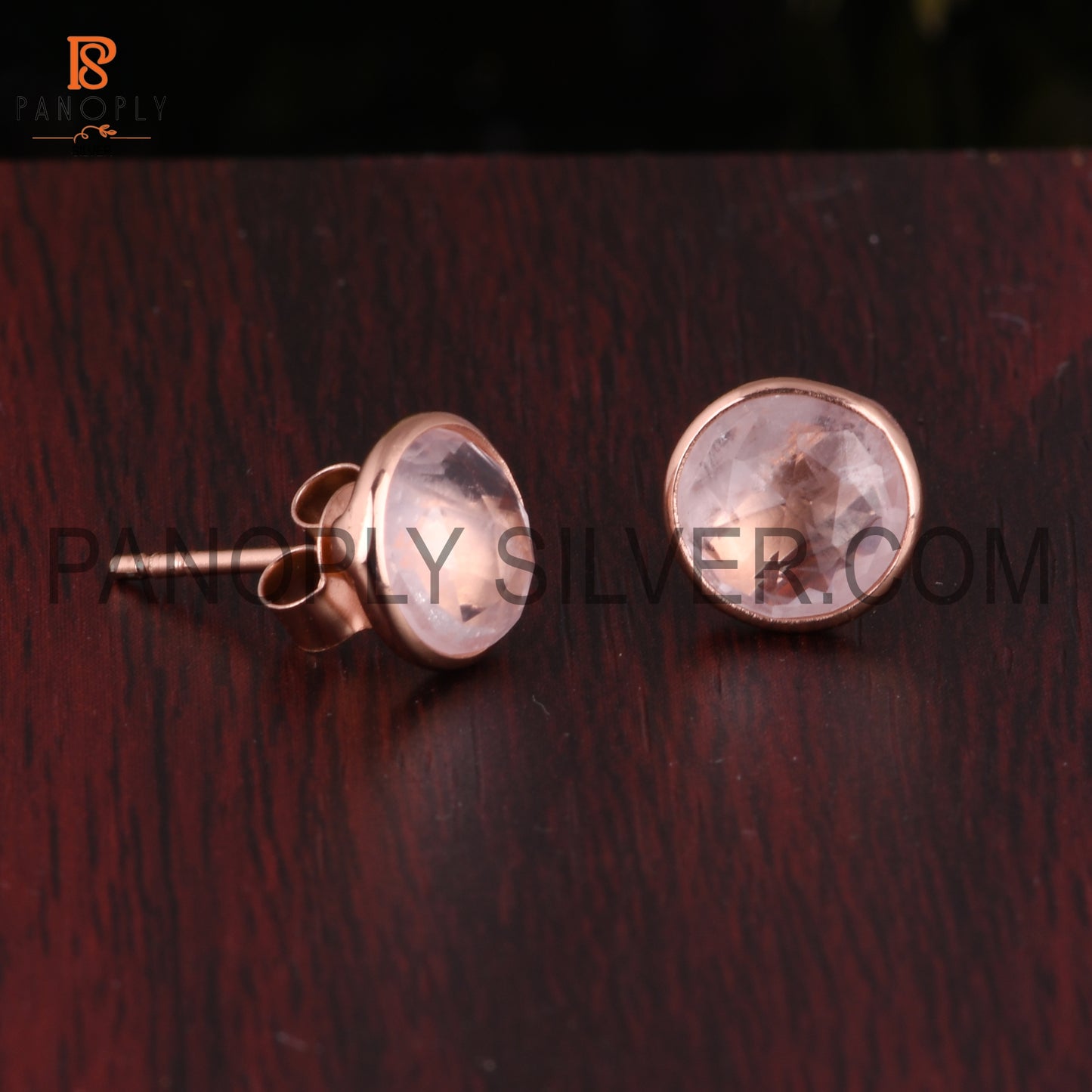 Rose Quartz 925 Pink Gem Stone Stud Earrings