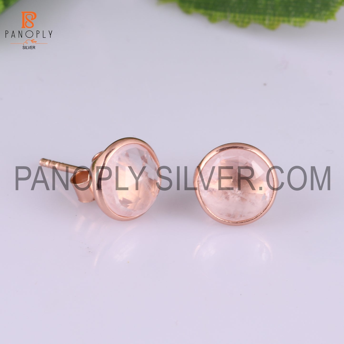 Rose Quartz 925 Pink Gem Stone Stud Earrings