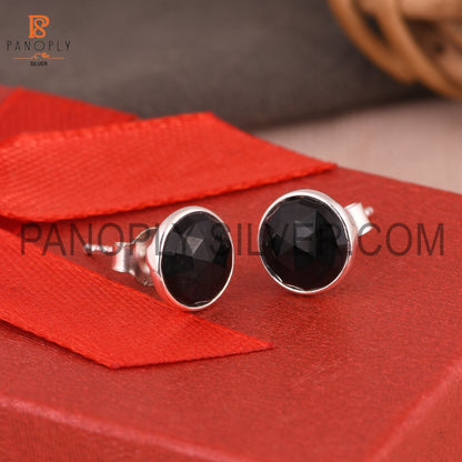 Black Onyx 925 Quality Round Black Stud Earrings
