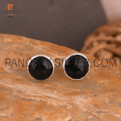 Black Onyx 925 Quality Round Black Stud Earrings