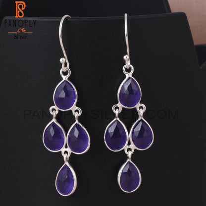 925 Sterling Silver Purple Chandelier Silver Earrings