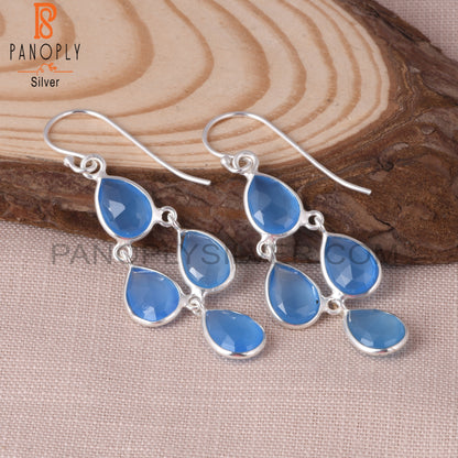Chandelier Handmade 925 Silver Chalcedony Pear Earrings