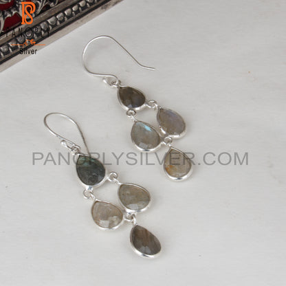 Handmade Chandelier 925 Silver Labradorite Earrings