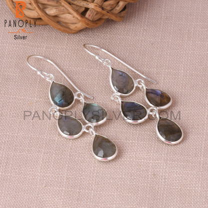 Handmade Chandelier 925 Silver Labradorite Earrings