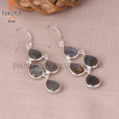 Handmade Chandelier 925 Silver Labradorite Earrings