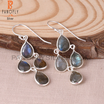 Handmade Chandelier 925 Silver Labradorite Earrings