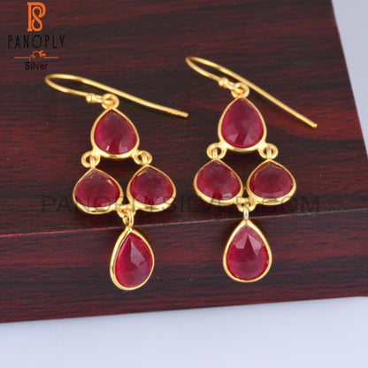 Aventurine Natural Red Quartz Gold Plating Earrings