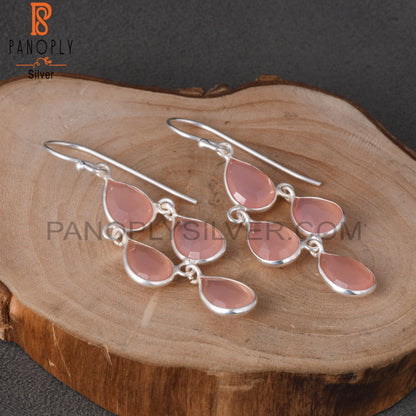﻿Rose Chalcedony Chandelier Earrings