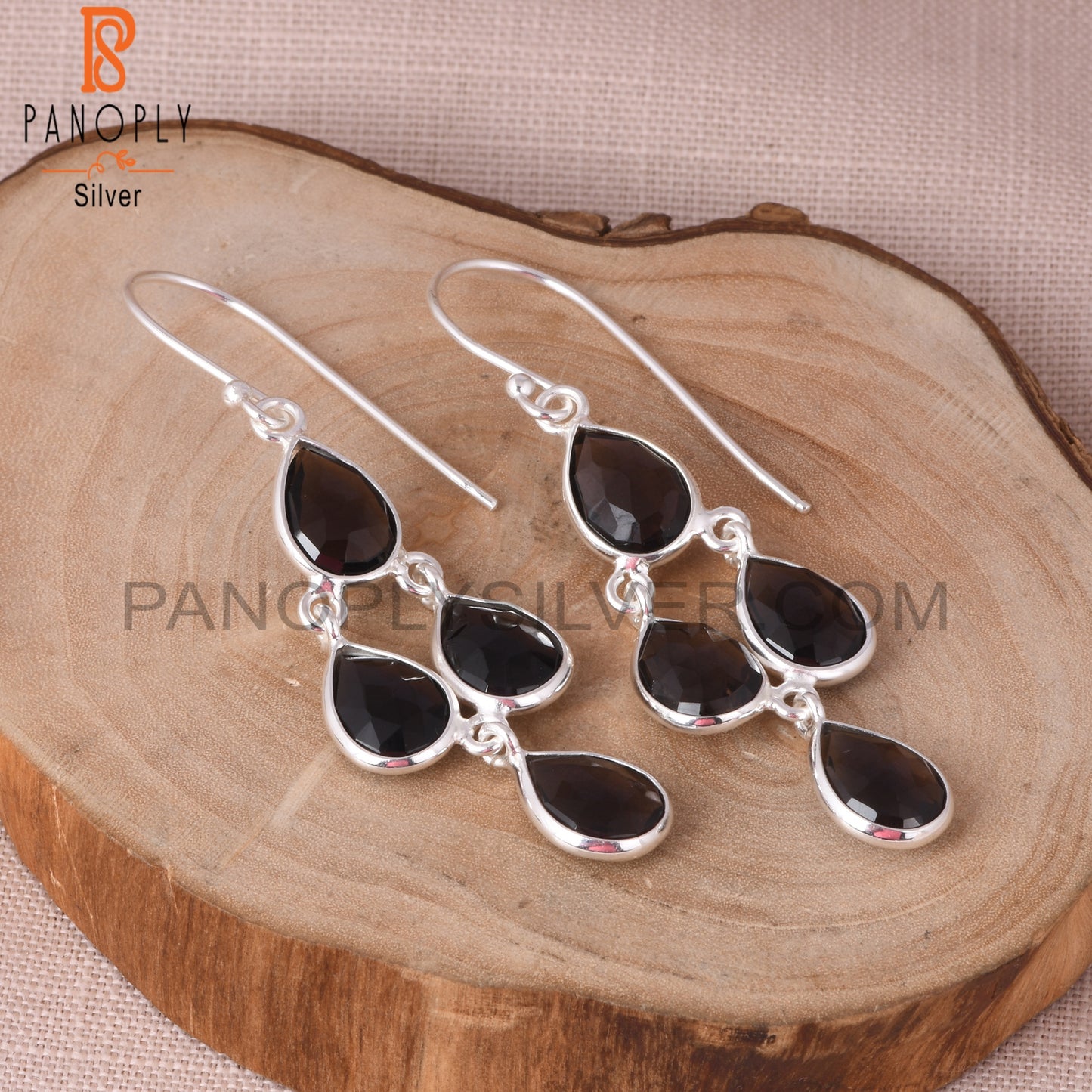 Smoky Gem Handmade Fine S 925 Silver Dangle Earrings