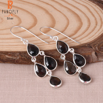 Smoky Gem Handmade Fine S 925 Silver Dangle Earrings