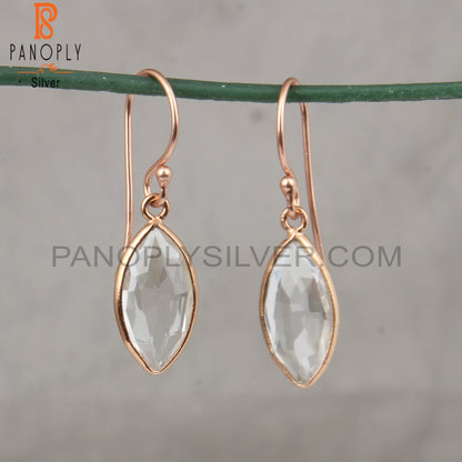 Rose Gold Plated 925 Natural Crystal Dangle Earrings