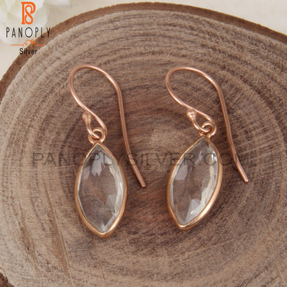 Rose Gold Plated 925 Natural Crystal Dangle Earrings