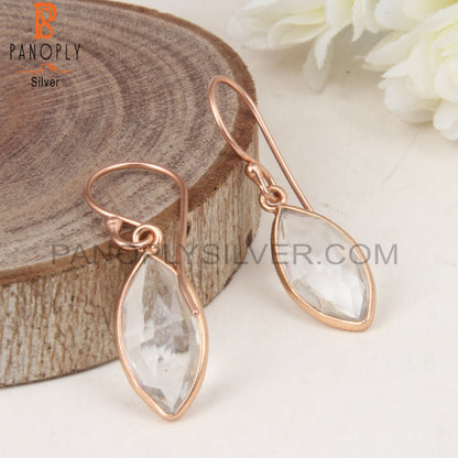 Rose Gold Plated 925 Natural Crystal Dangle Earrings