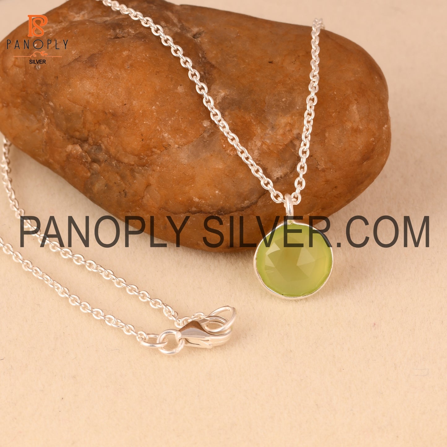 Prehnite Handmade Bezel Set Chalcedony Pendant